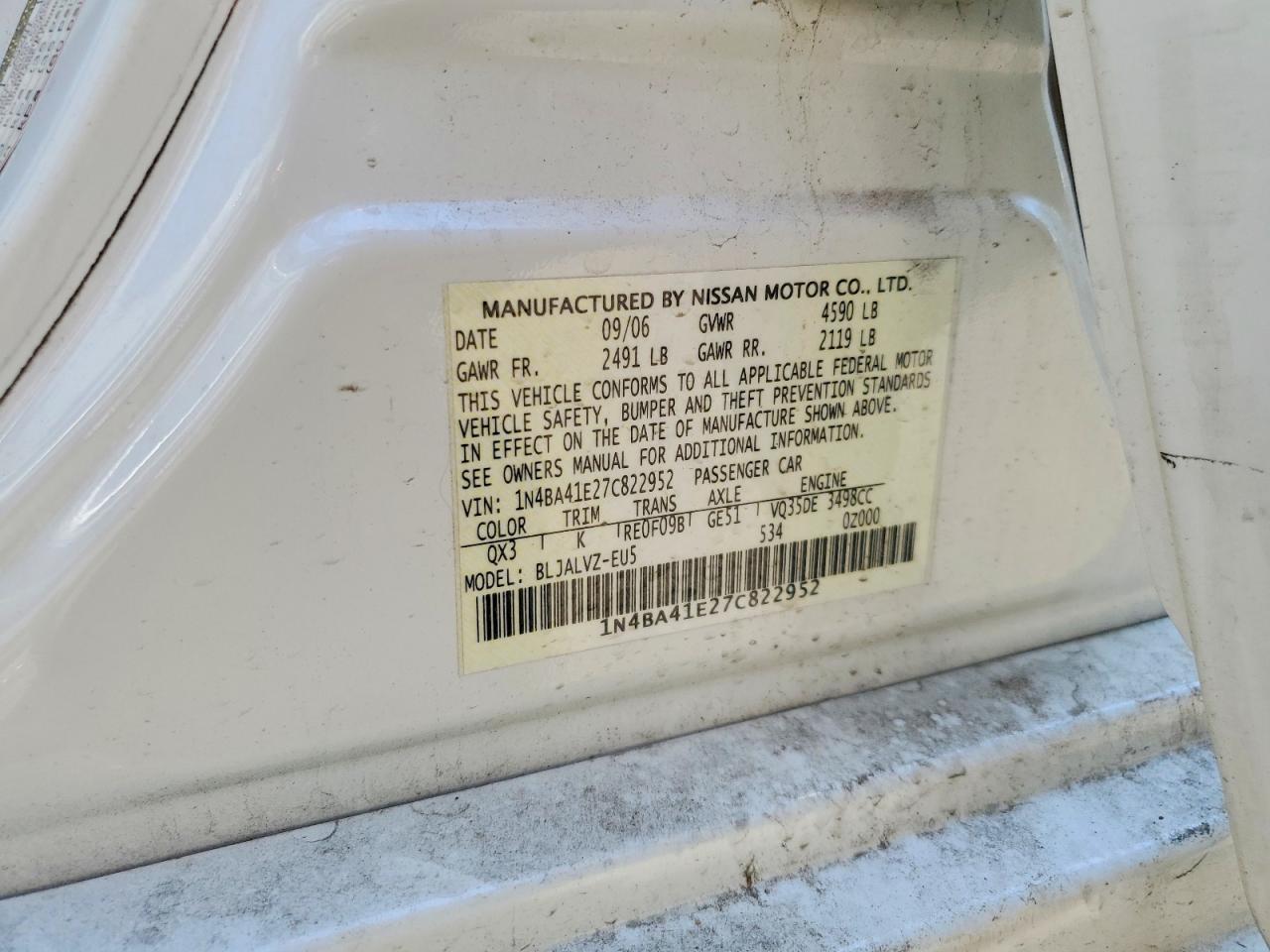 2007 NISSAN MAXIMA