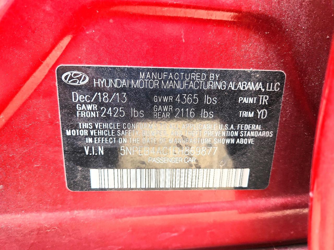 2014 HYUNDAI SONATA