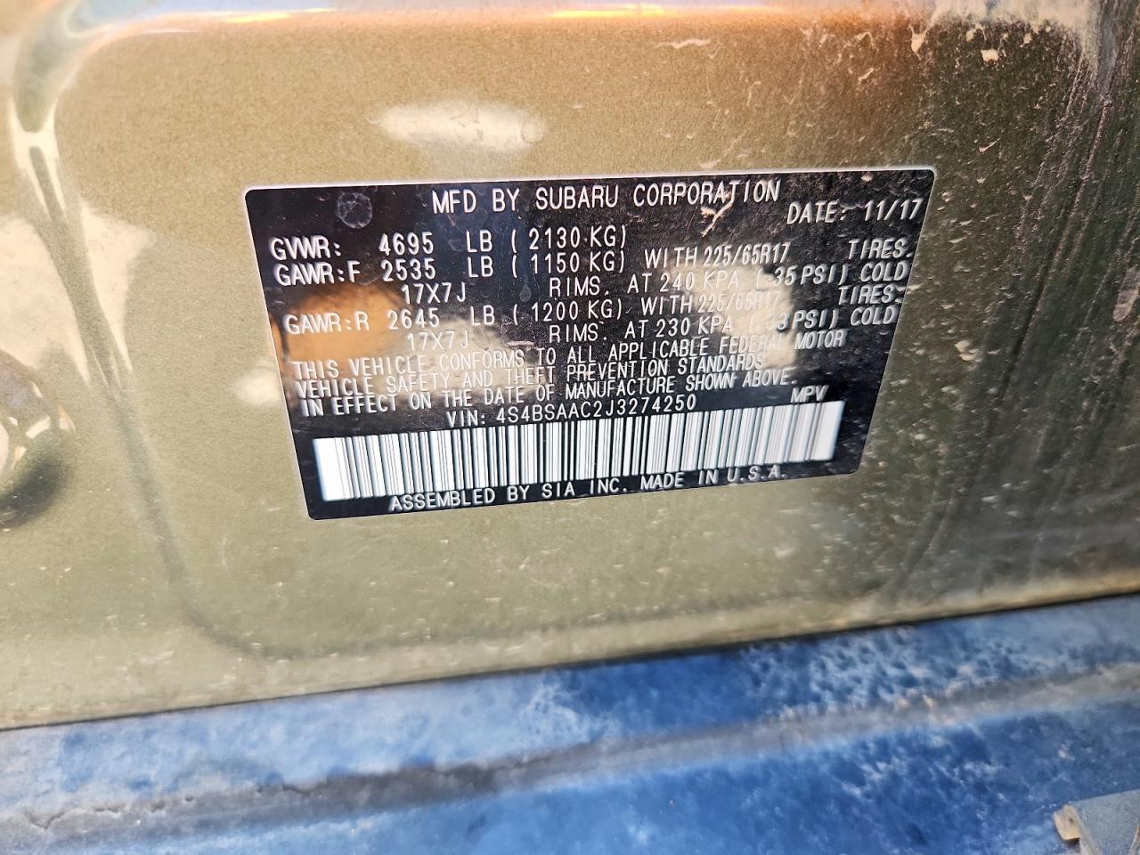 2018 SUBARU OUTBACK