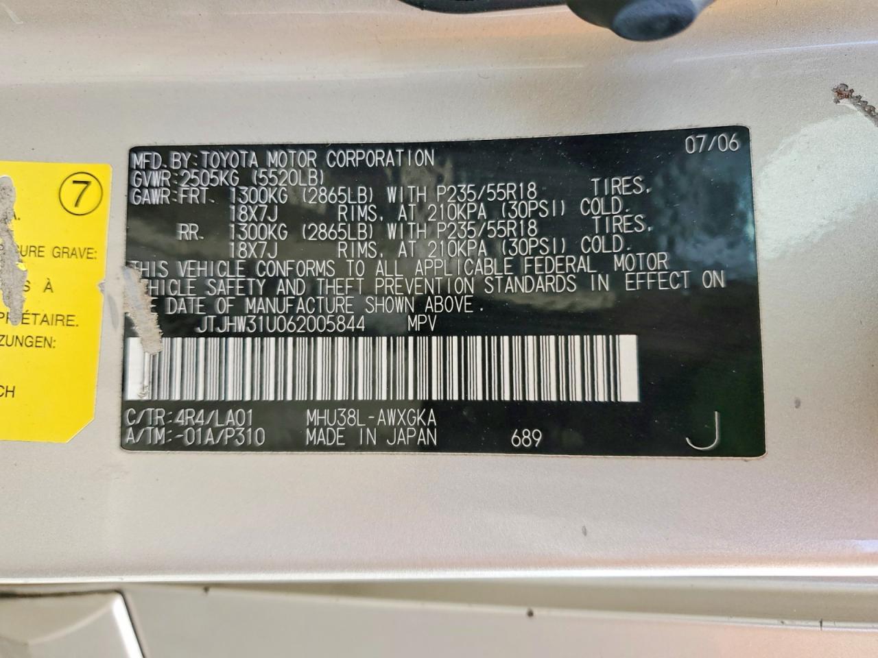 2006 LEXUS RX400