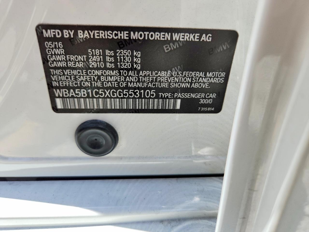 2016 BMW 5 SERIES