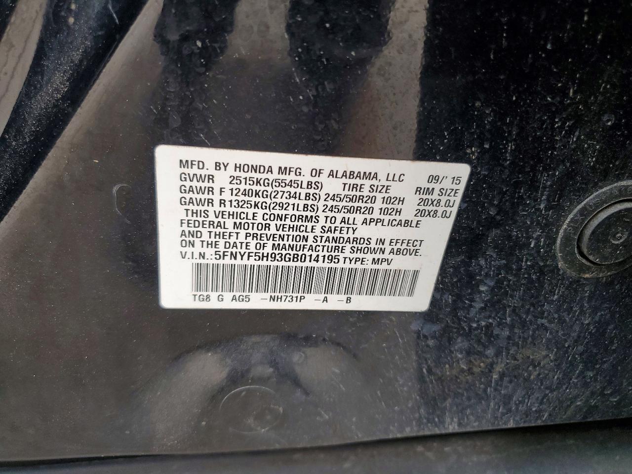 2016 HONDA PILOT