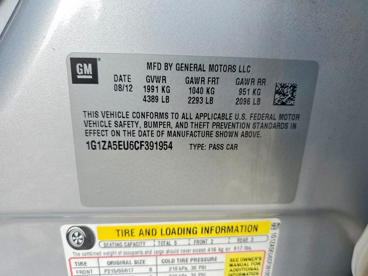 2012 CHEVROLET MALIBU
