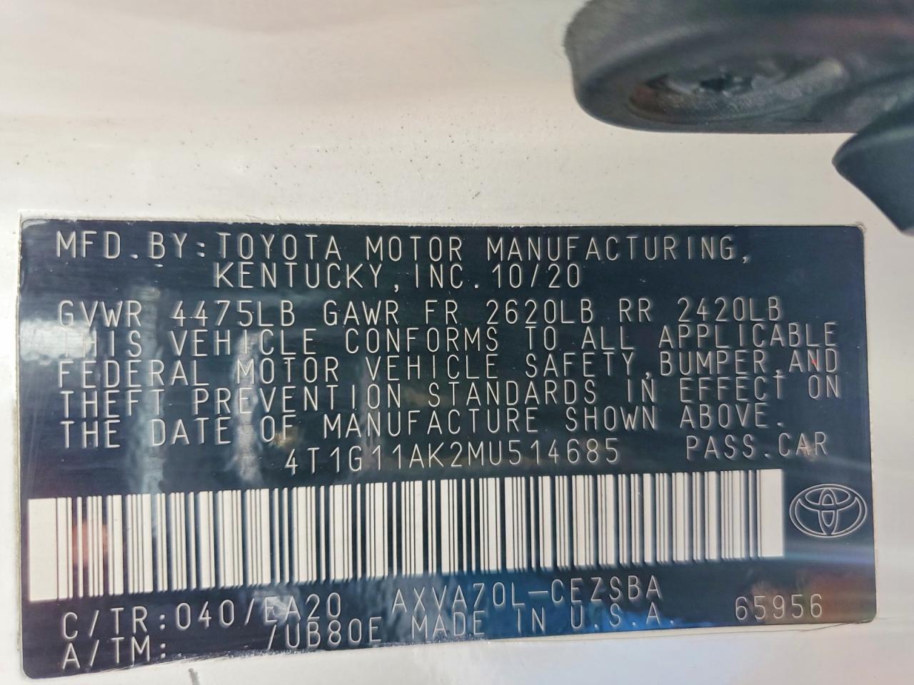 2021 TOYOTA CAMRY
