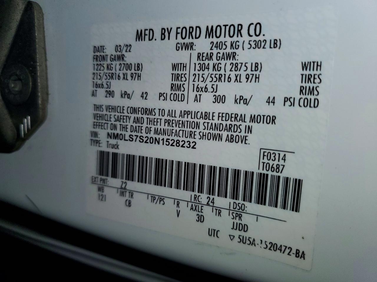 2022 FORD TRANSIT