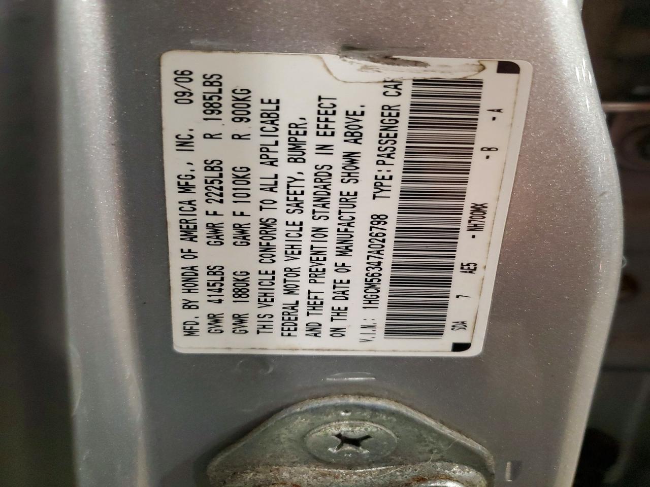 2007 HONDA ACCORD