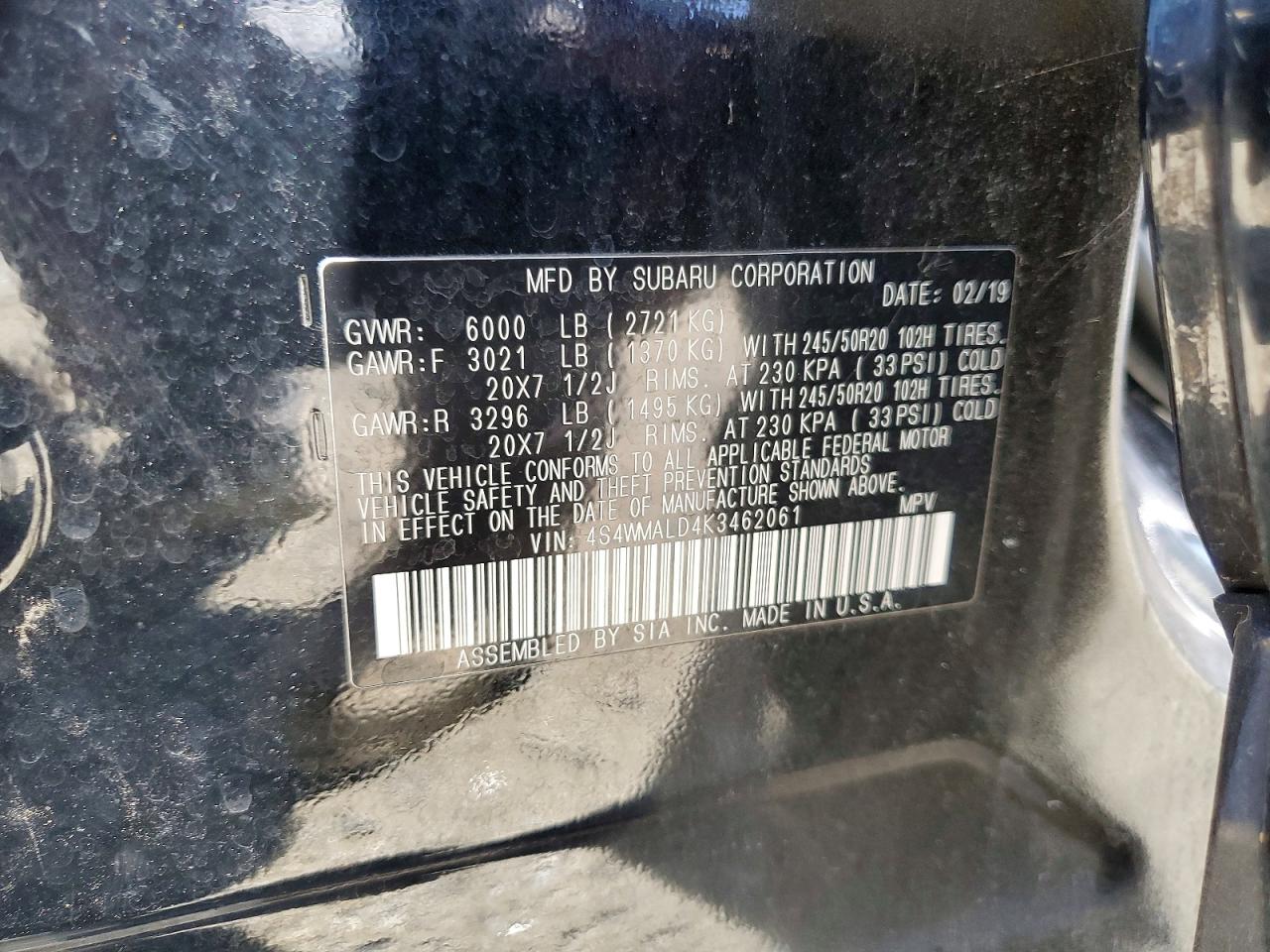 2019 SUBARU ASCENT