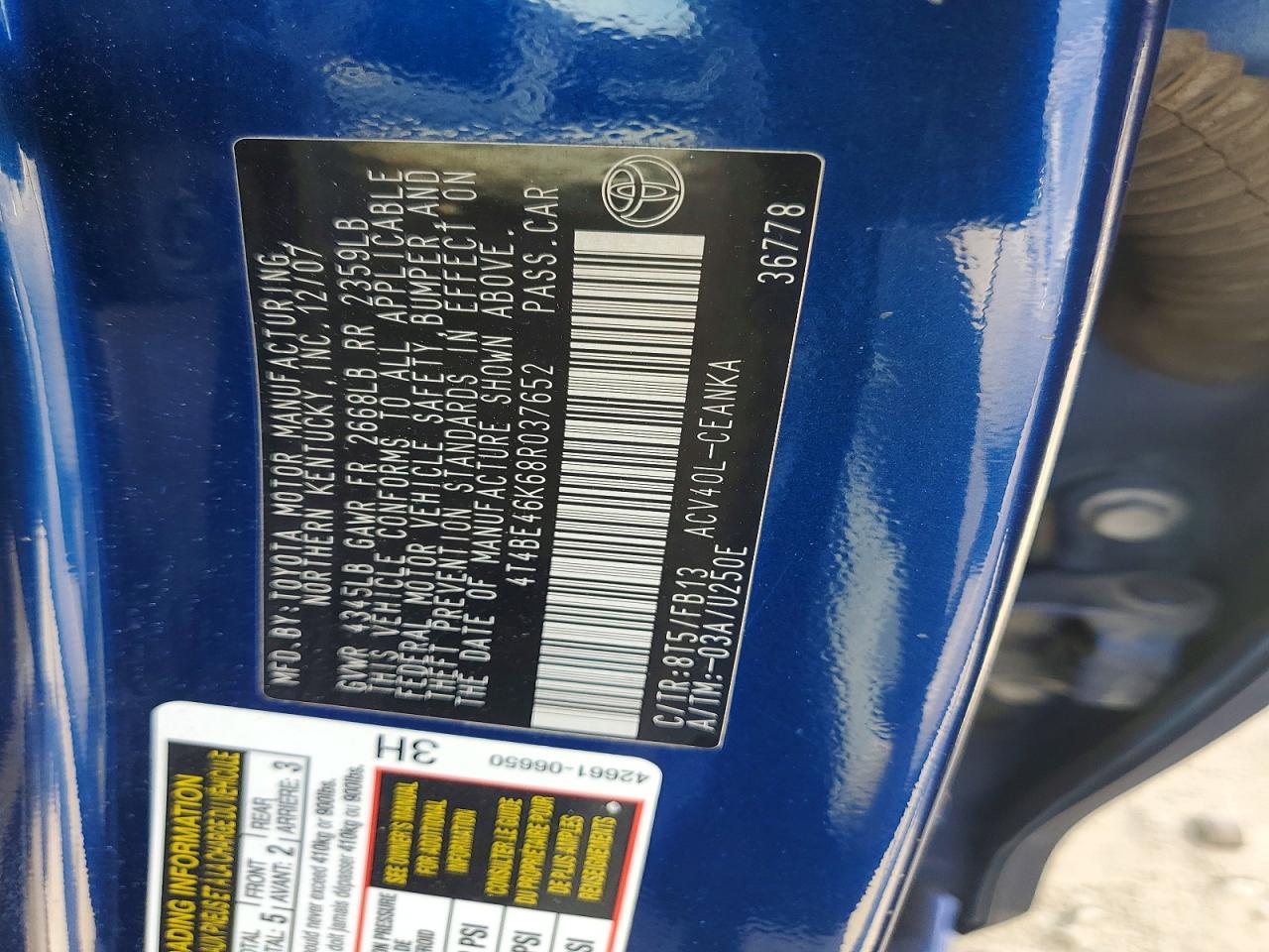 2008 TOYOTA CAMRY