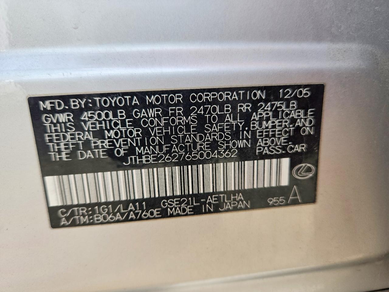 2006 LEXUS IS