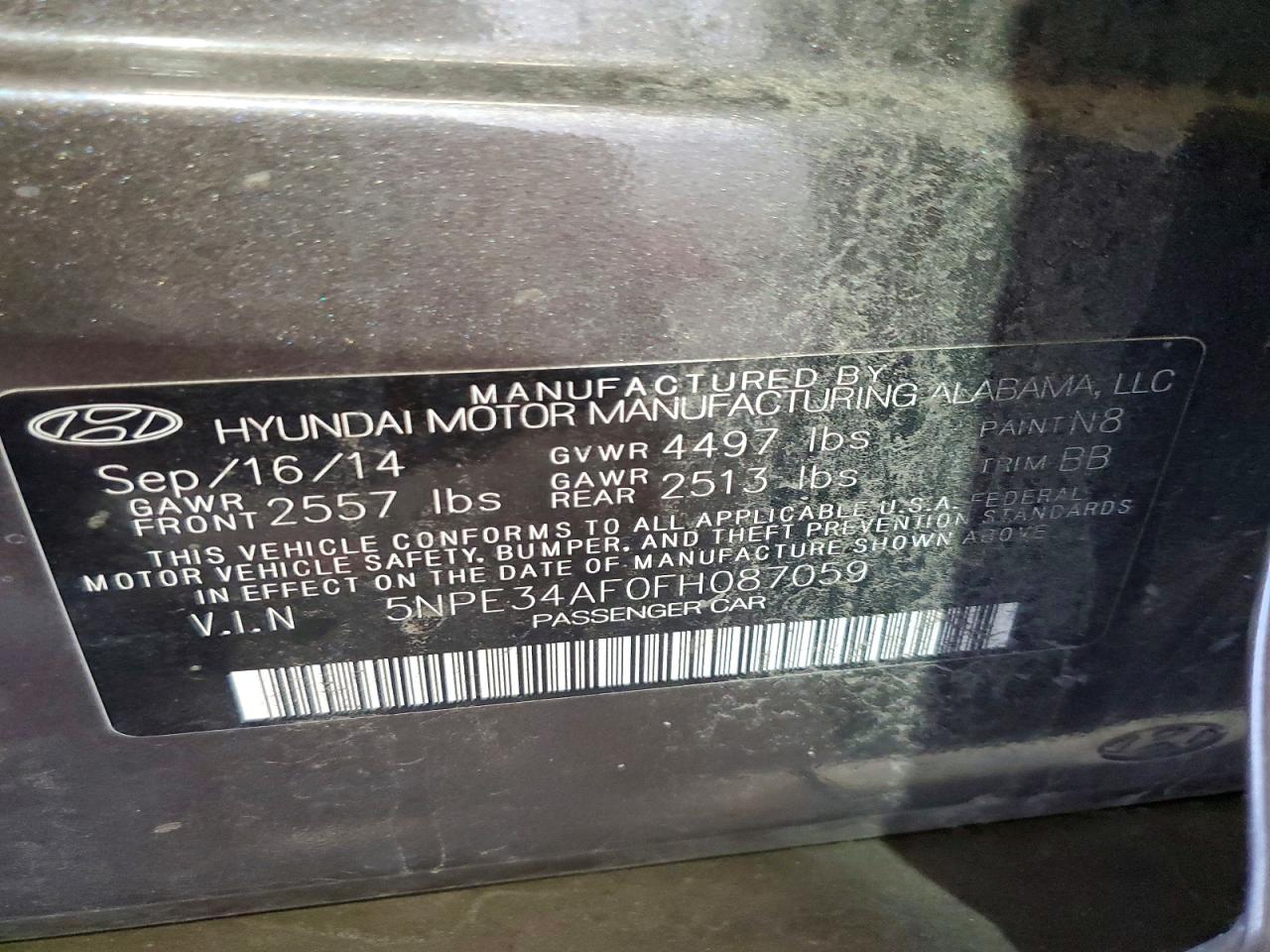 2015 HYUNDAI SONATA