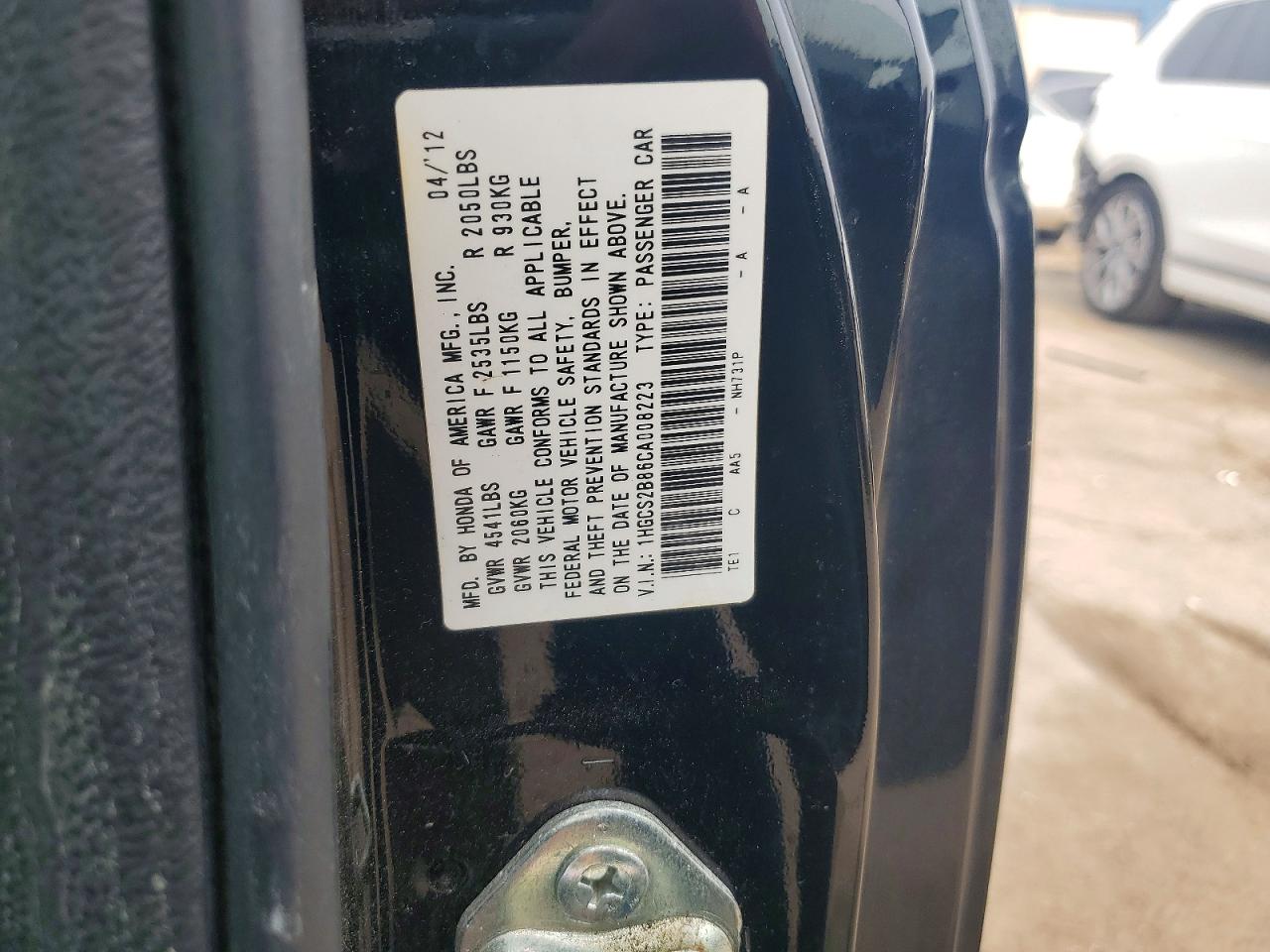2012 HONDA ACCORD