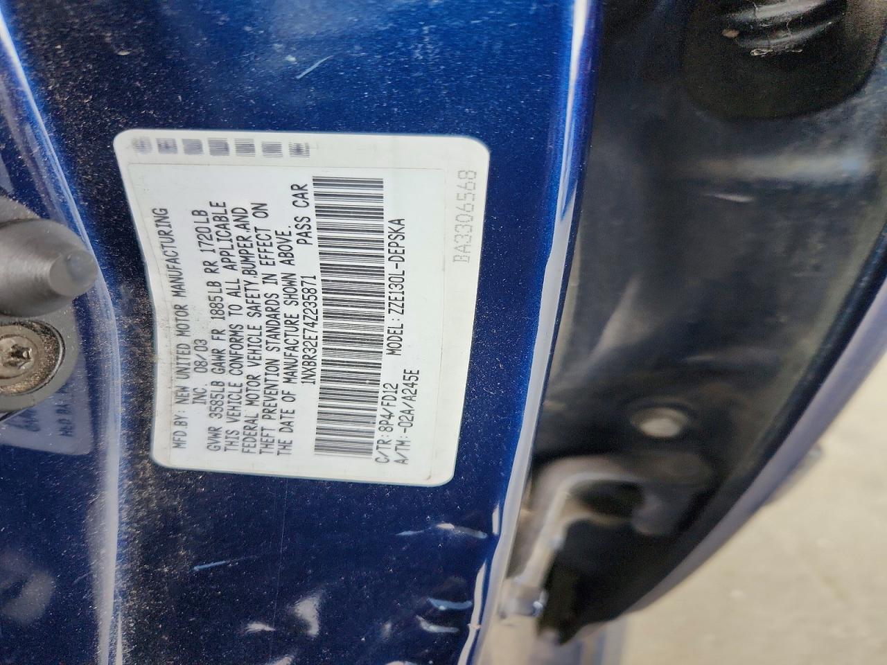2004 TOYOTA COROLLA