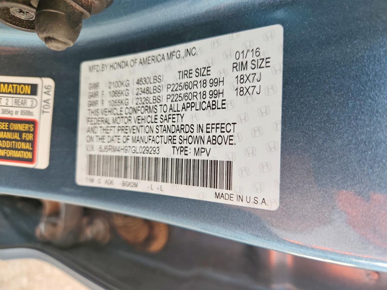 2016 HONDA CRV