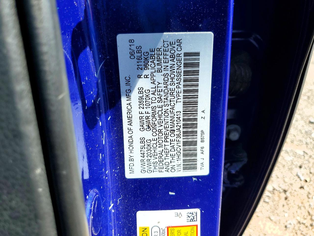 2018 HONDA ACCORD