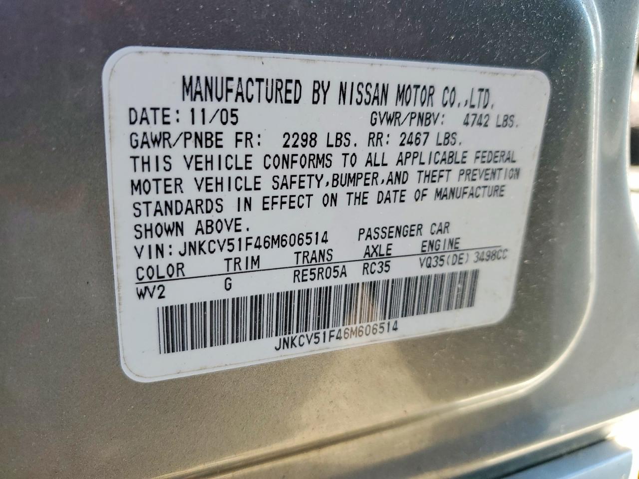2006 INFINITI G35