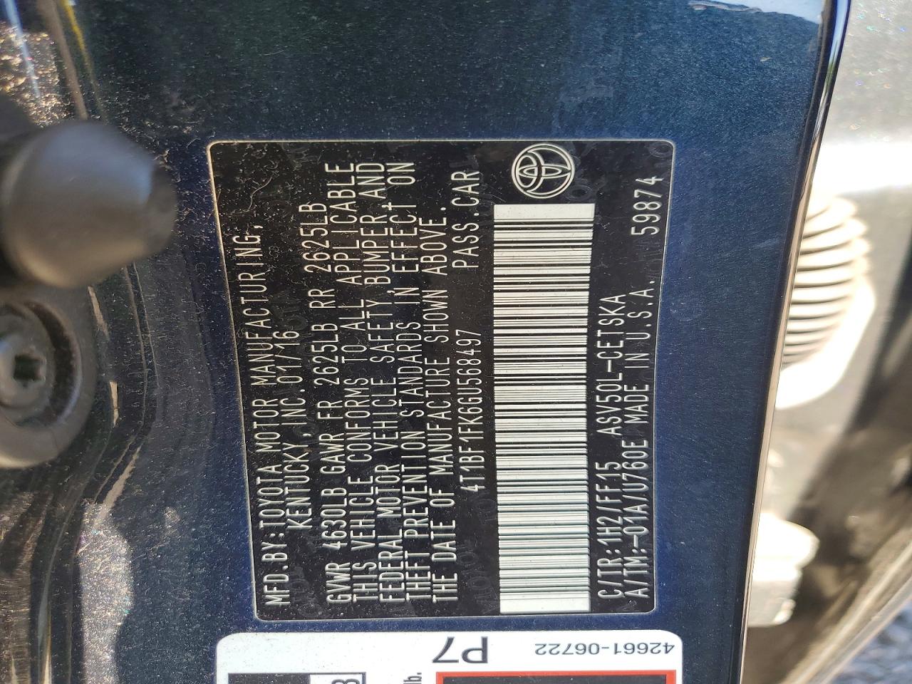 2016 TOYOTA CAMRY