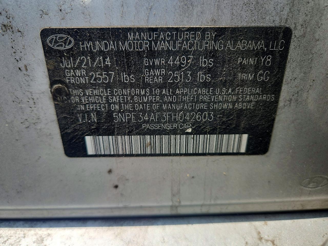 2015 HYUNDAI SONATA