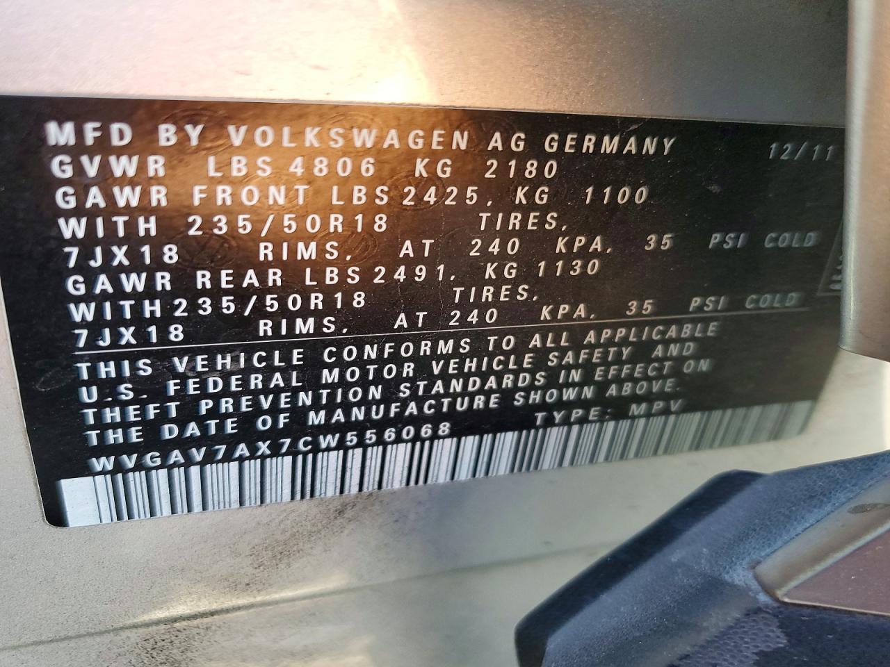 2012 VOLKSWAGEN TIGUAN