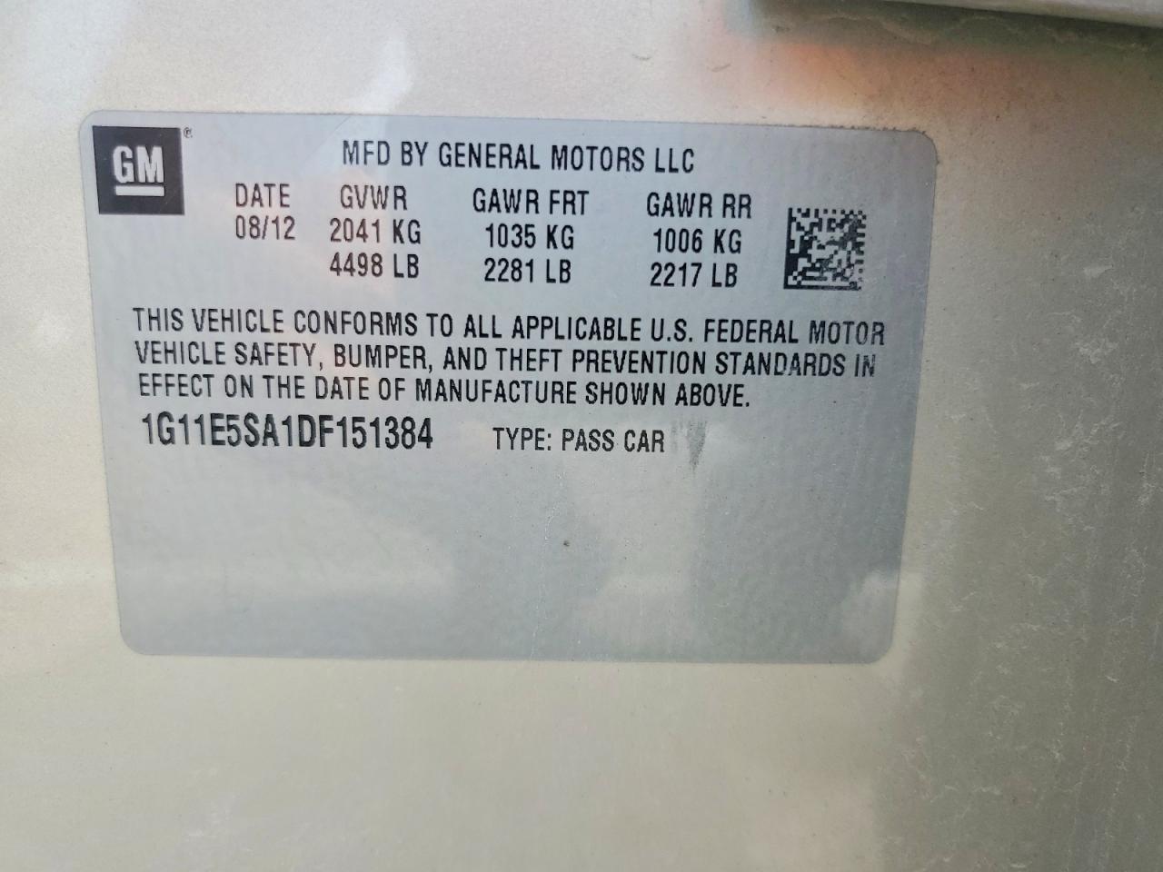 2013 CHEVROLET MALIBU