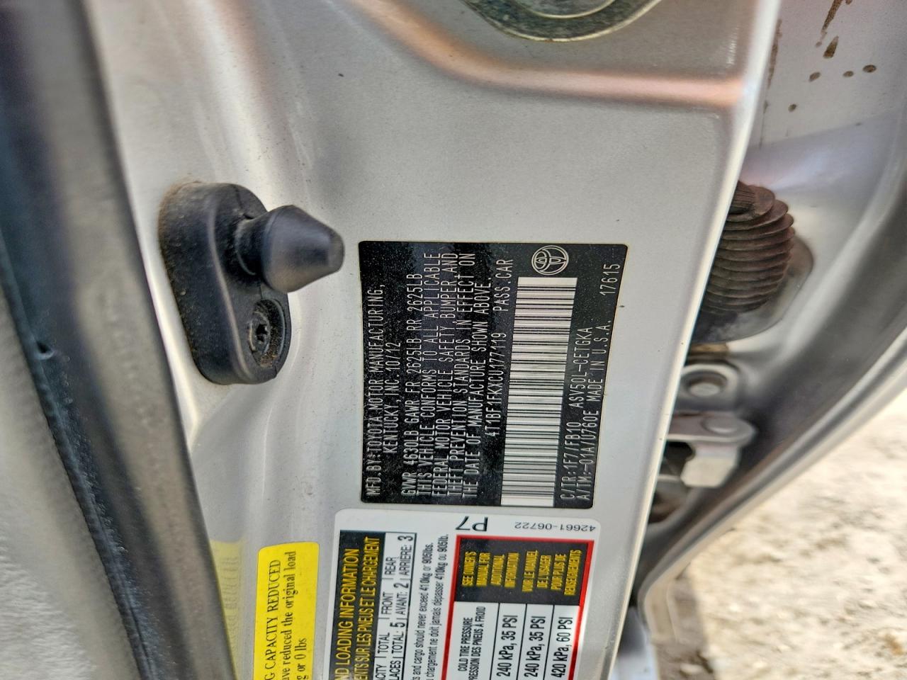 2012 TOYOTA CAMRY