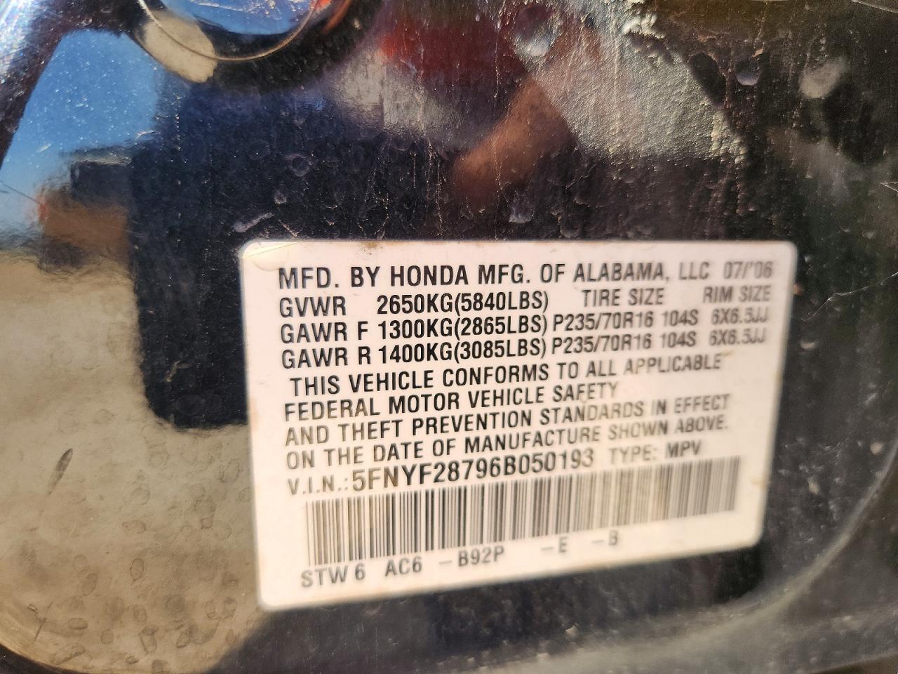2006 HONDA PILOT