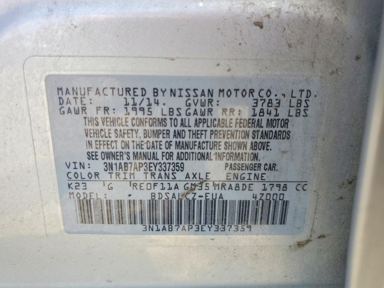 2014 NISSAN SENTRA