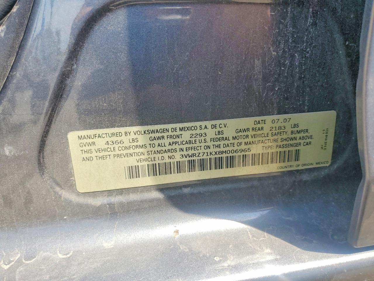 2008 VOLKSWAGEN JETTA