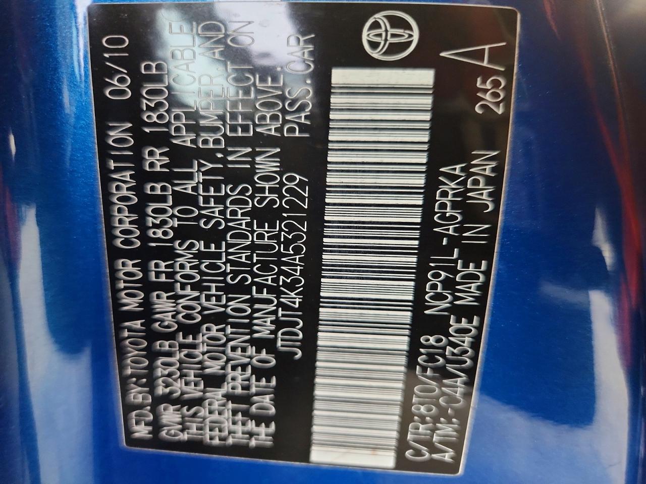 2010 TOYOTA YARIS