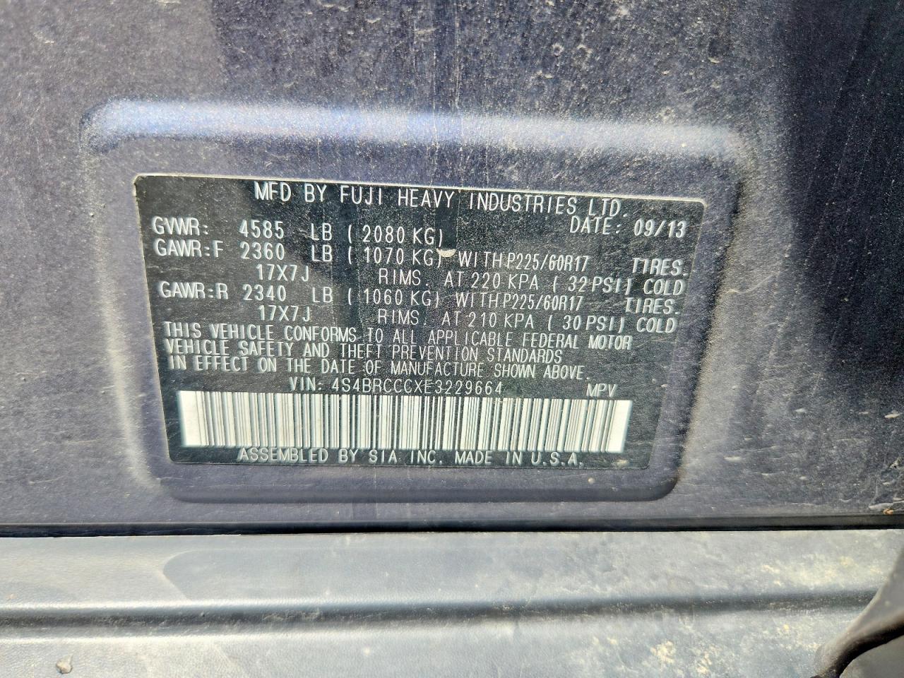 2014 SUBARU OUTBACK