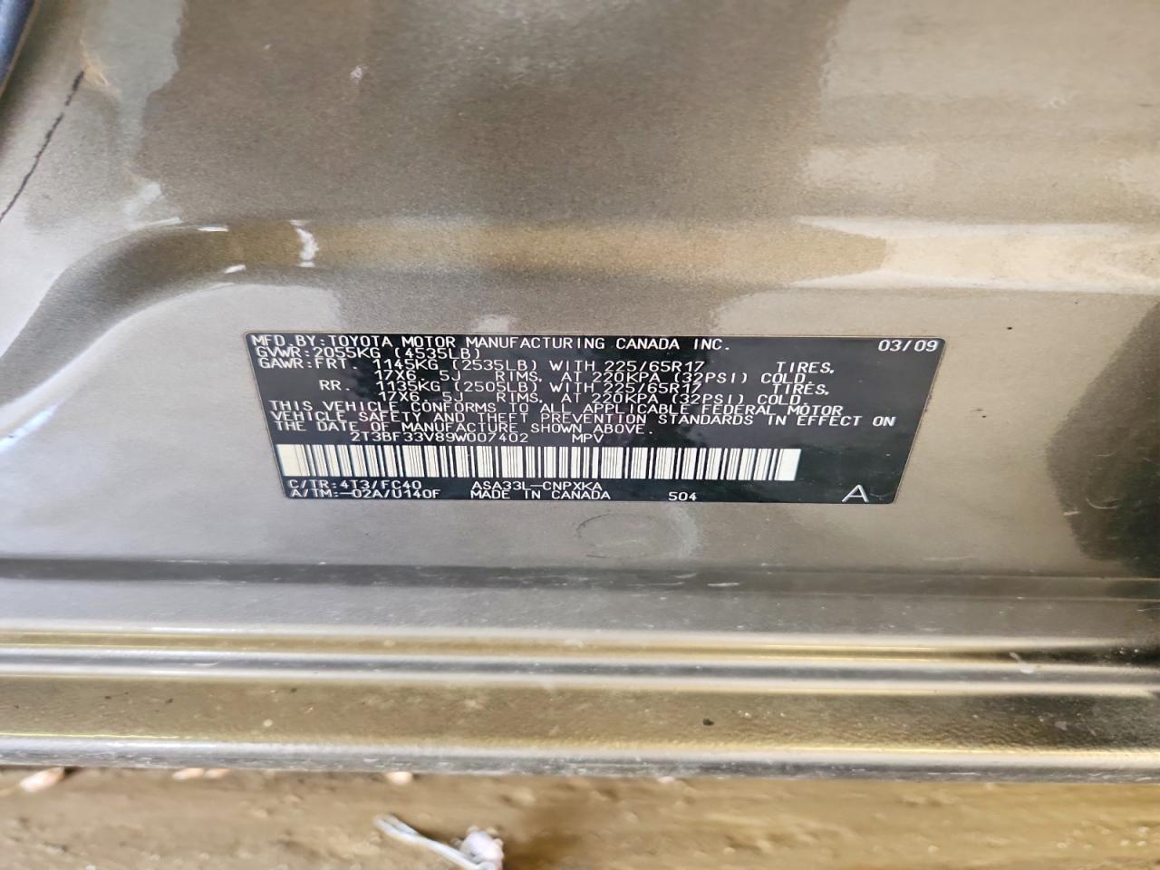 2009 TOYOTA RAV4 BASE