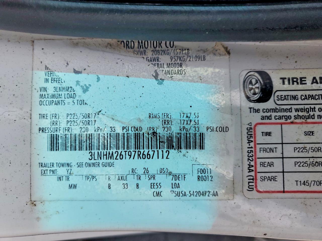2007 LINCOLN MKZ