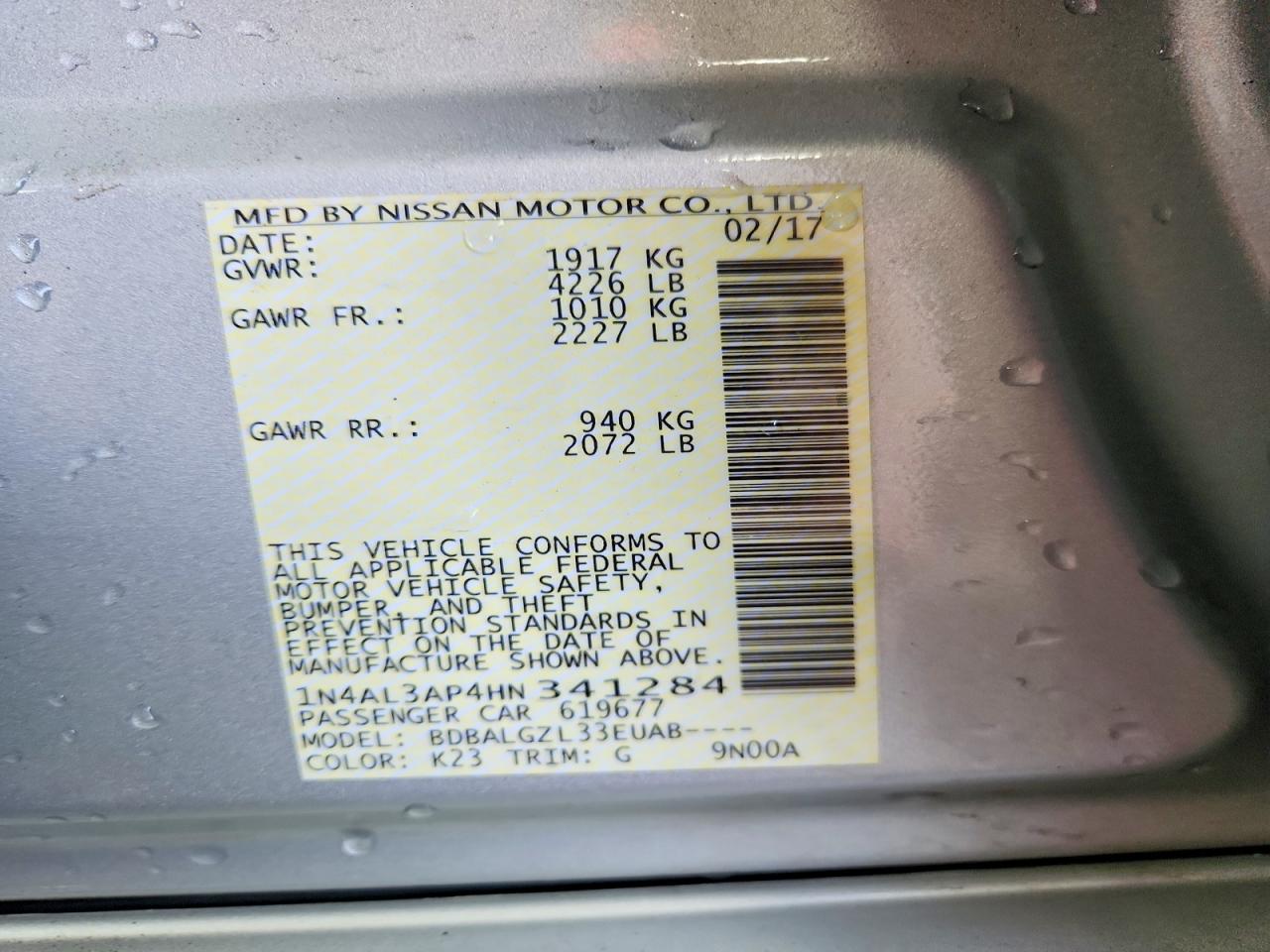 2017 NISSAN ALTIMA