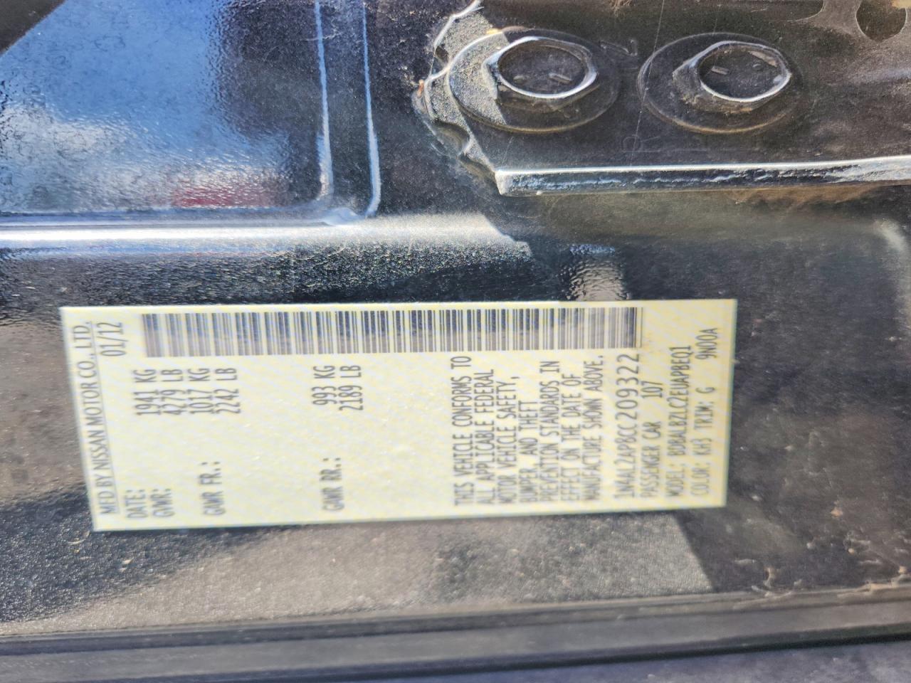 2012 NISSAN ALTIMA