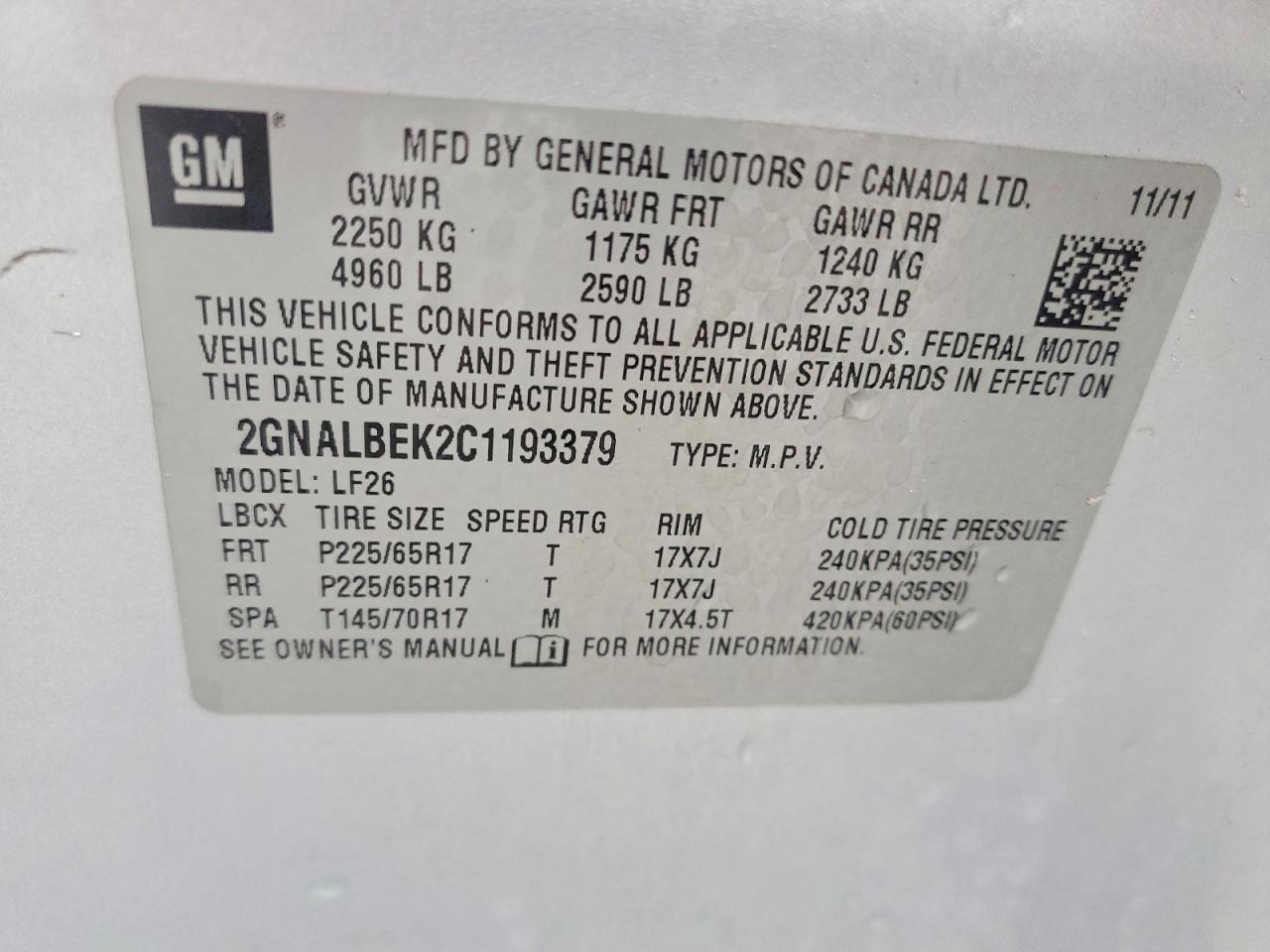 2012 CHEVROLET EQUINOX