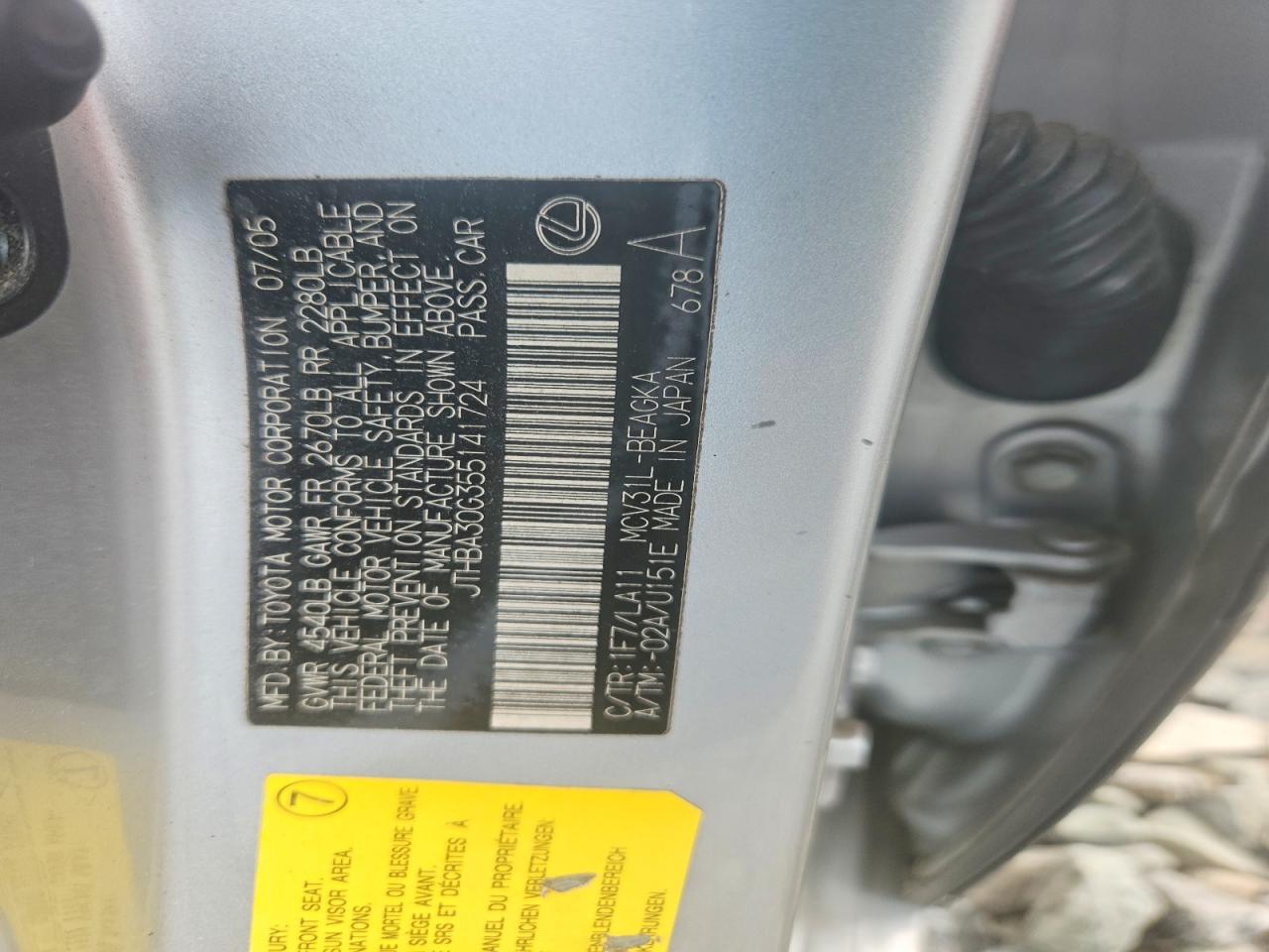2005 LEXUS ES330
