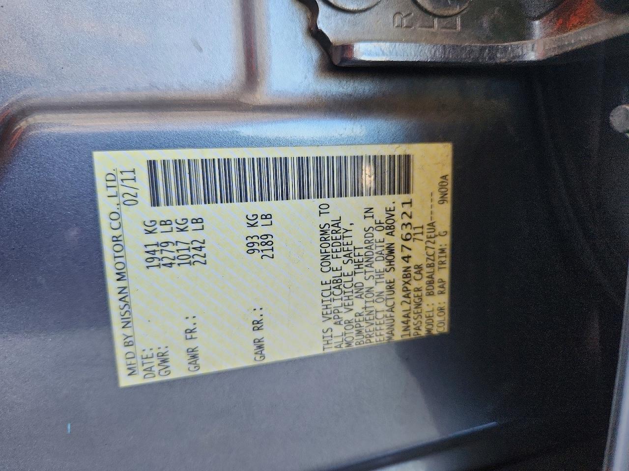 2011 NISSAN ALTIMA