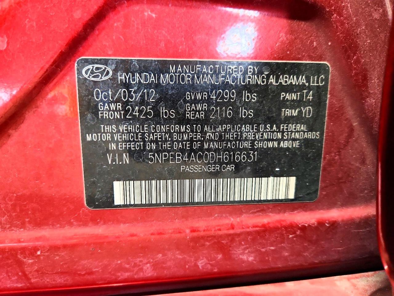 2013 HYUNDAI SONATA