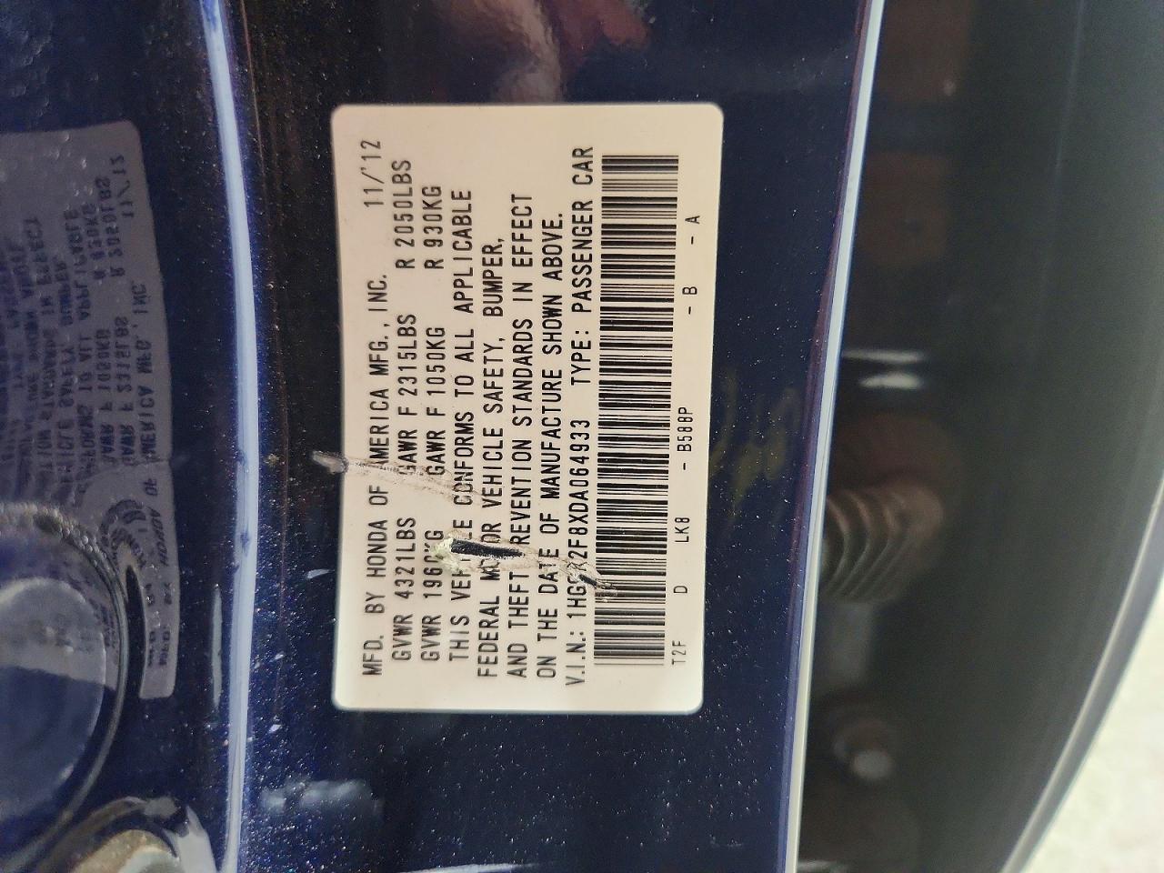 2013 HONDA ACCORD
