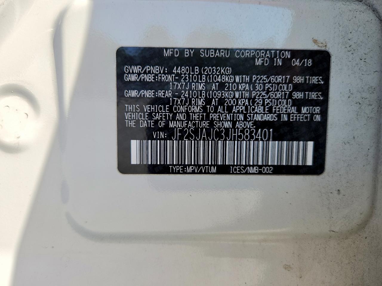 2018 SUBARU FORESTER