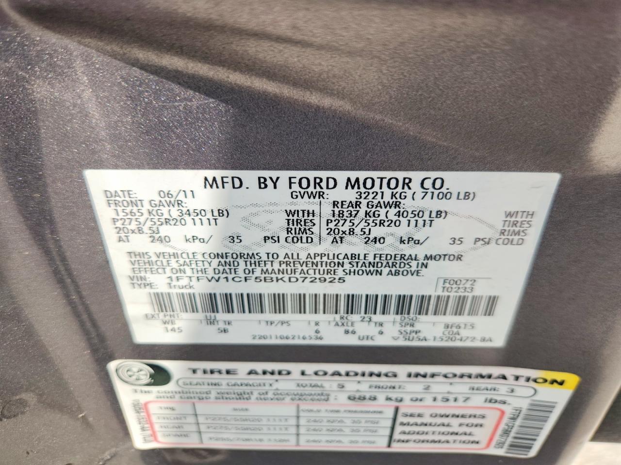 2011 FORD F150