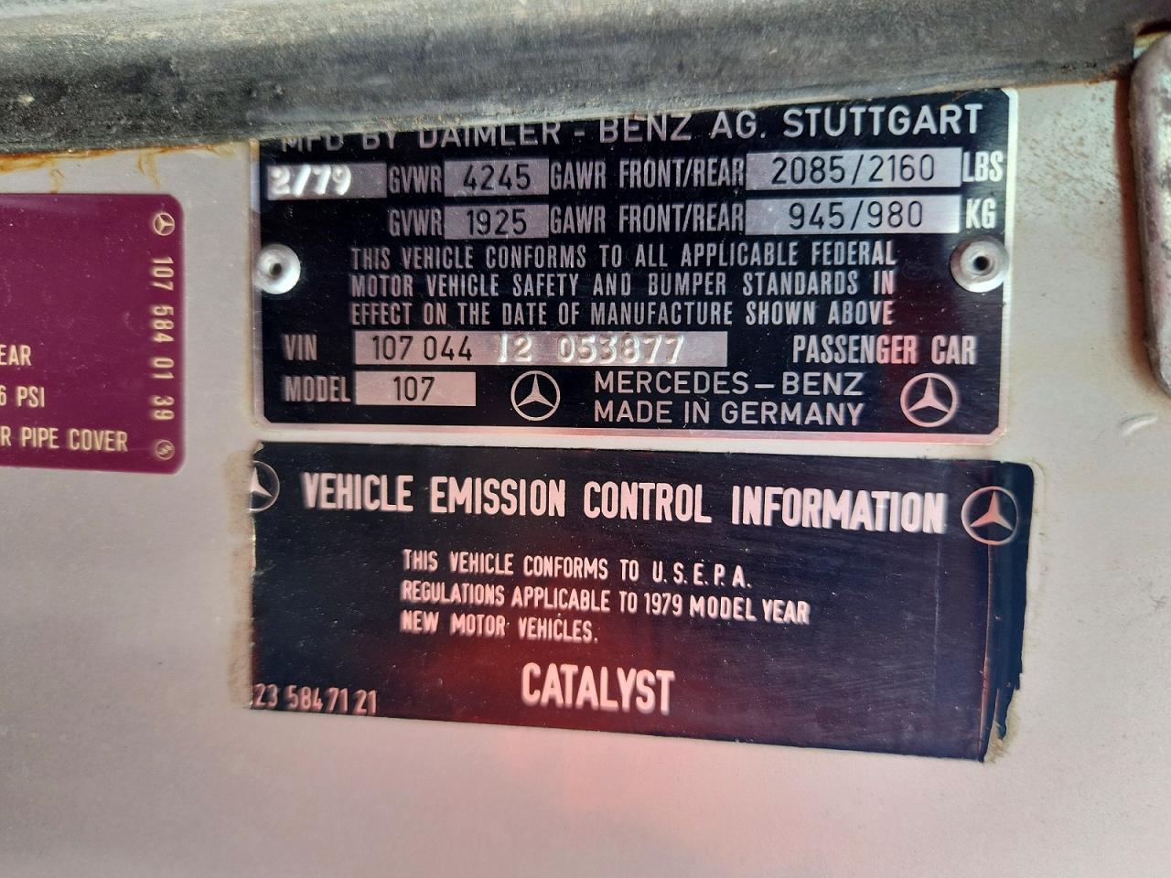 1979 MERCEDES-BENZ ALL OTHER