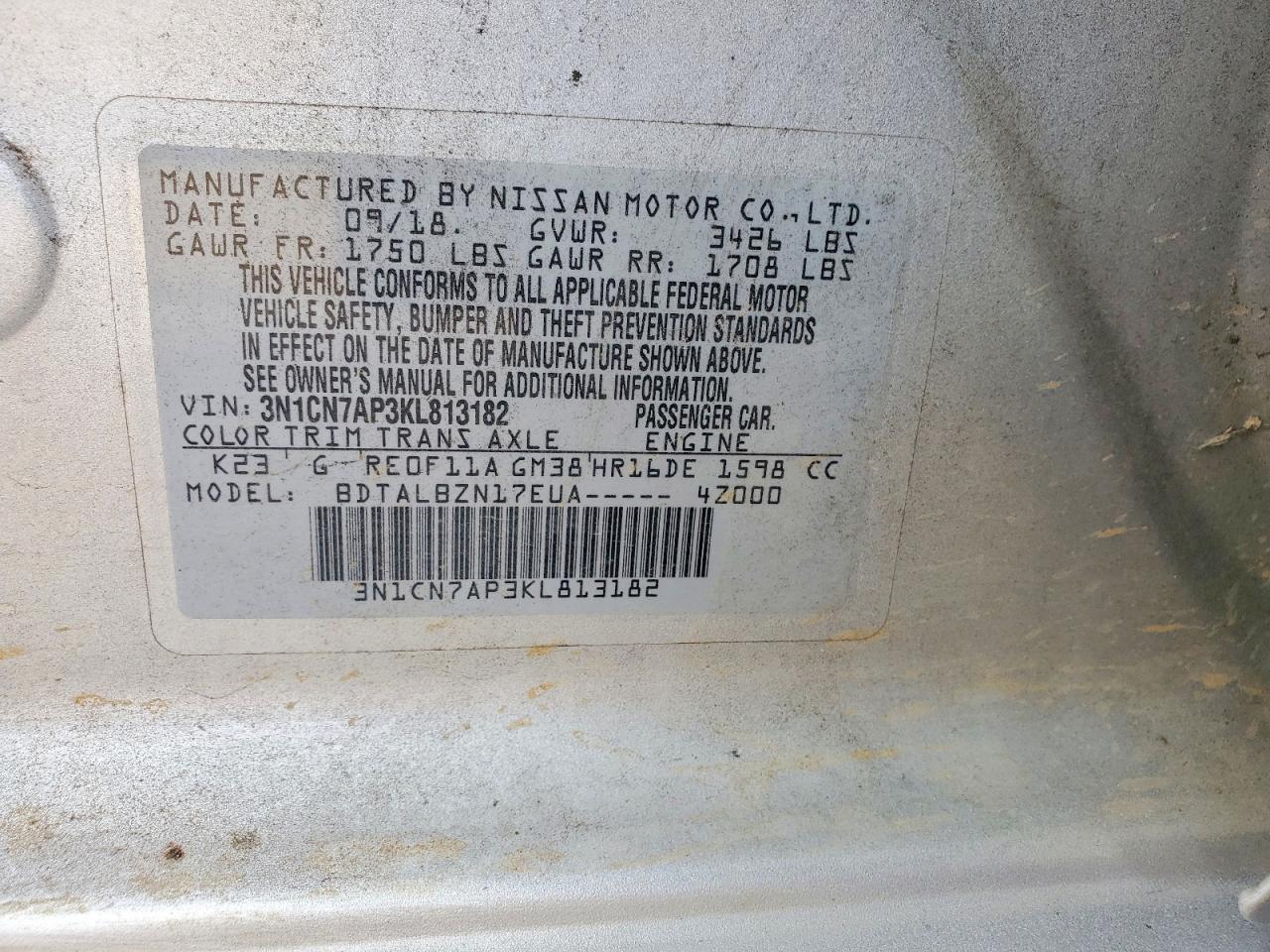 2019 NISSAN VERSA