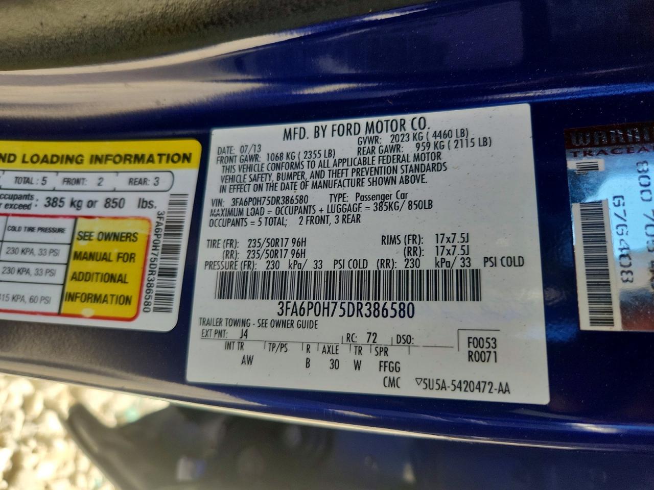 2013 FORD FUSION