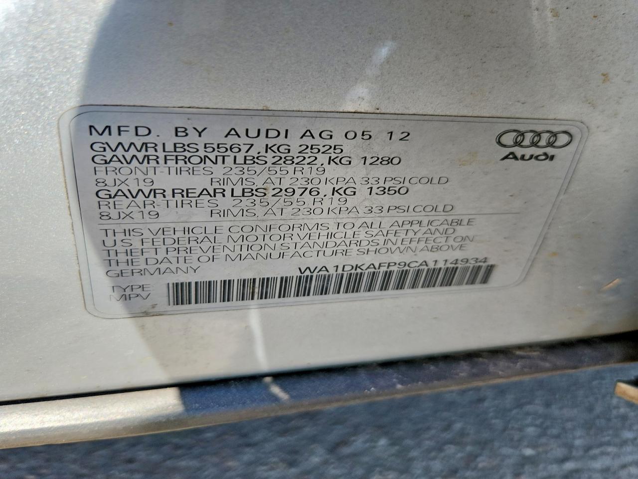 2012 AUDI Q5