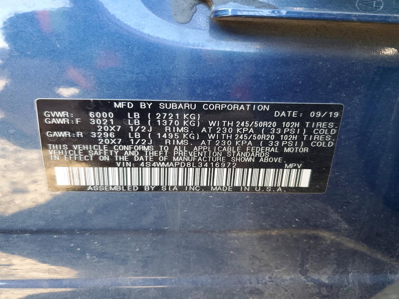 2020 SUBARU ASCENT