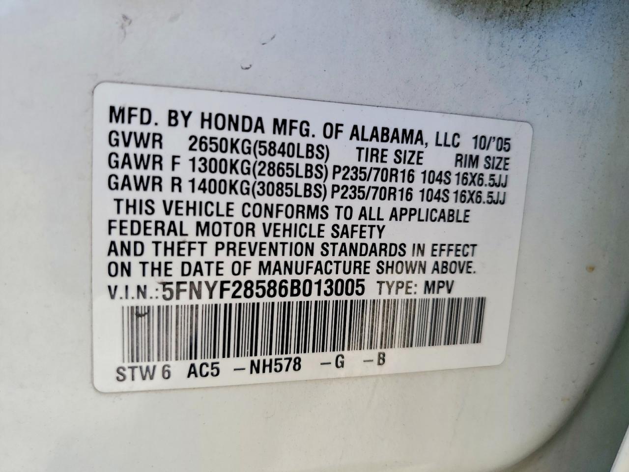 2006 HONDA PILOT