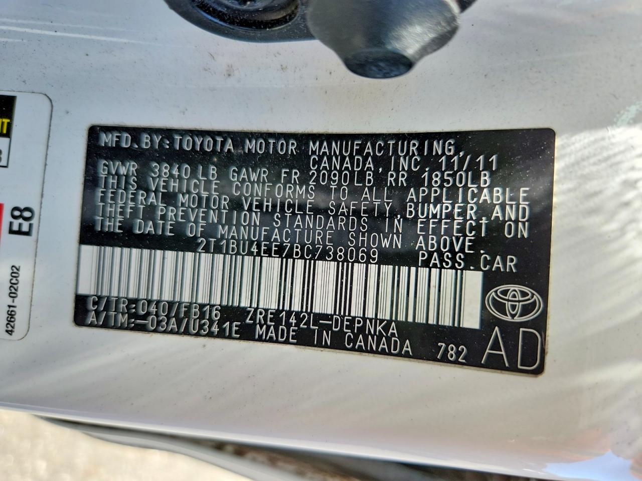 2011 TOYOTA COROLLA