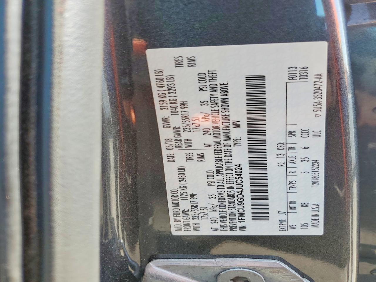 2018 FORD ESCAPE