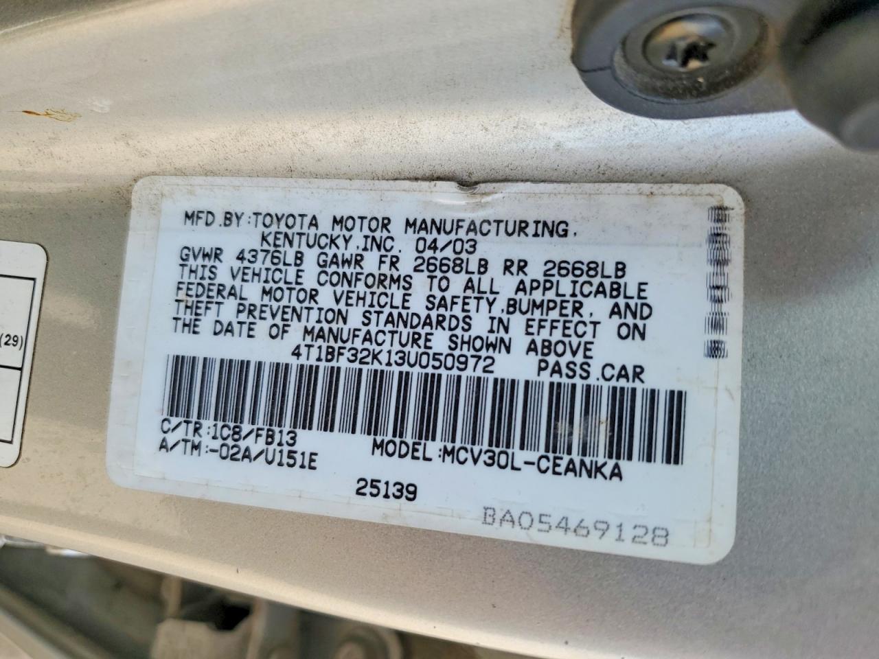 2003 TOYOTA CAMRY