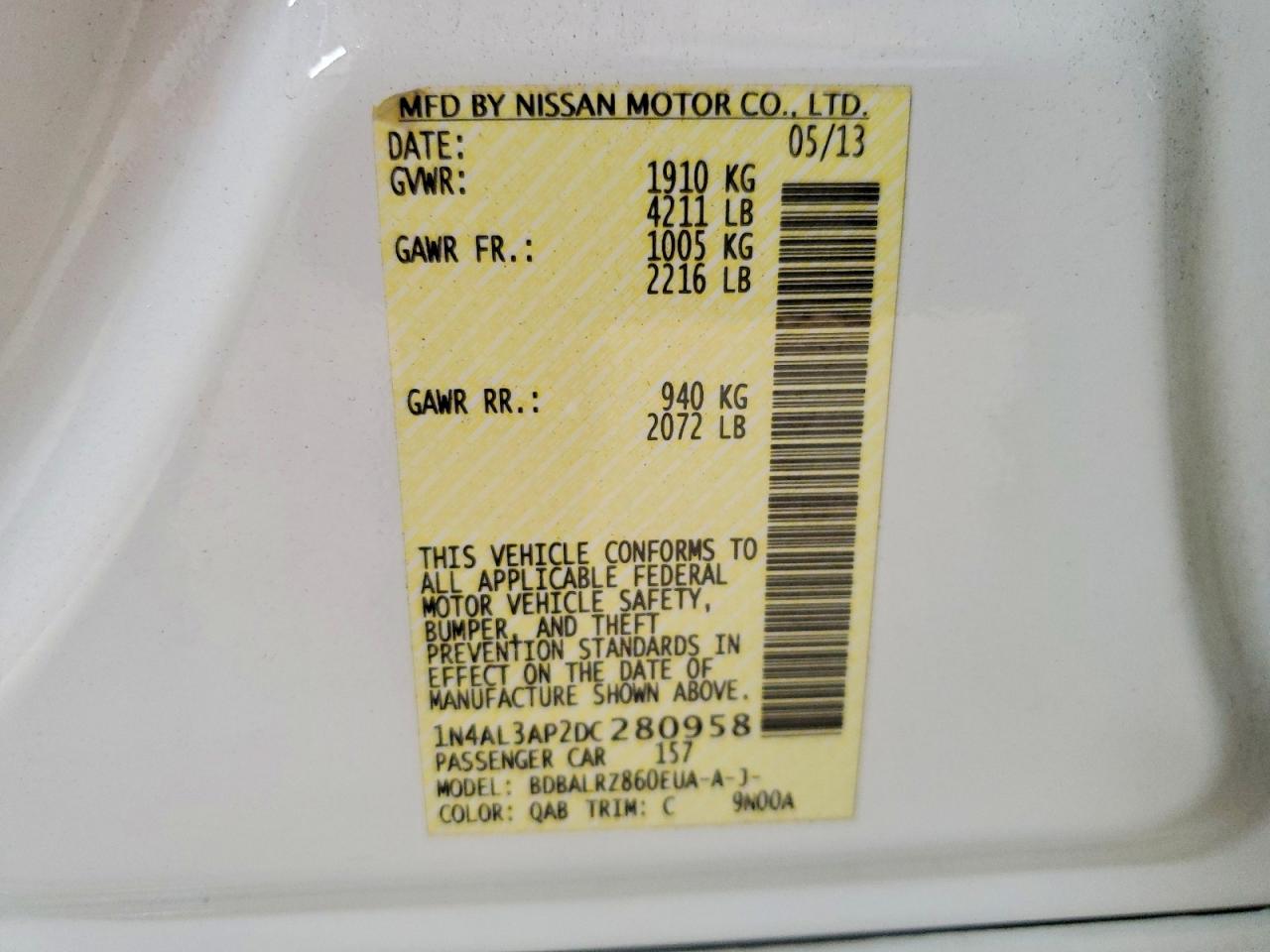 2013 NISSAN ALTIMA